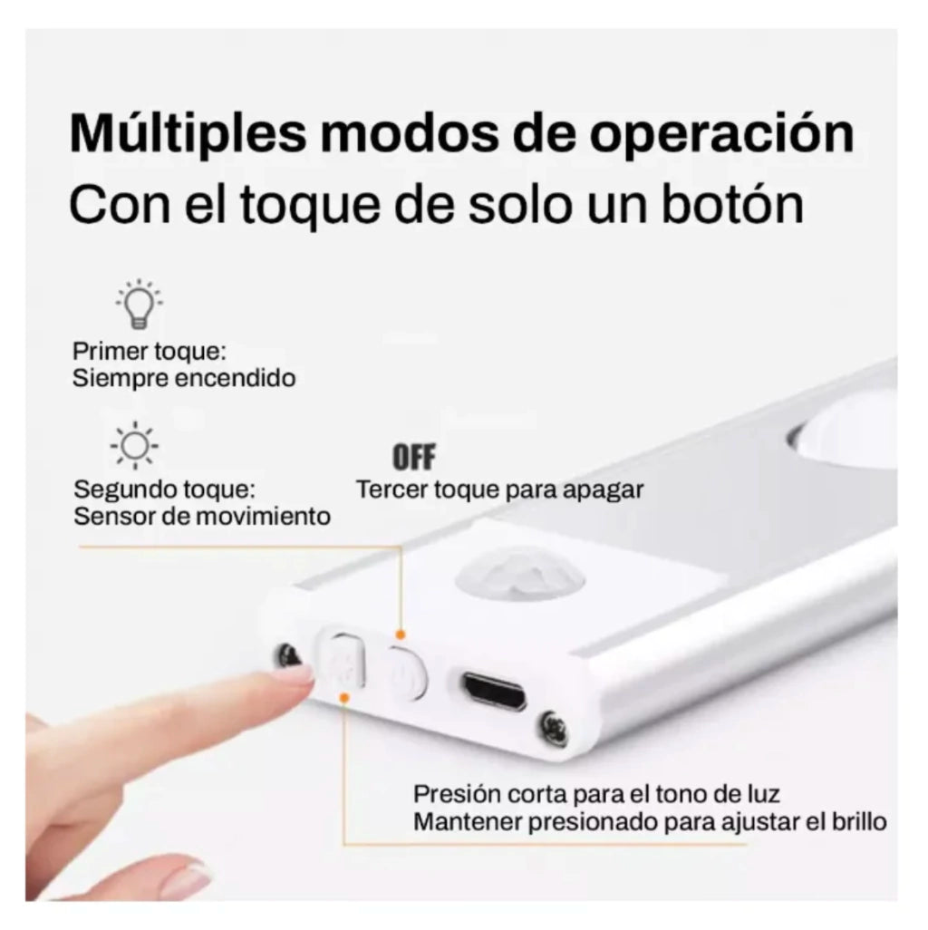 Lámpara LED 40 cm con sensor y 3 tonos de luz